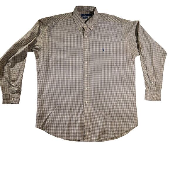 Ralph Lauren Button Shirt Blake Cut Men's XL Yellow & Navy Check Business Casual - Picture 1 of 9